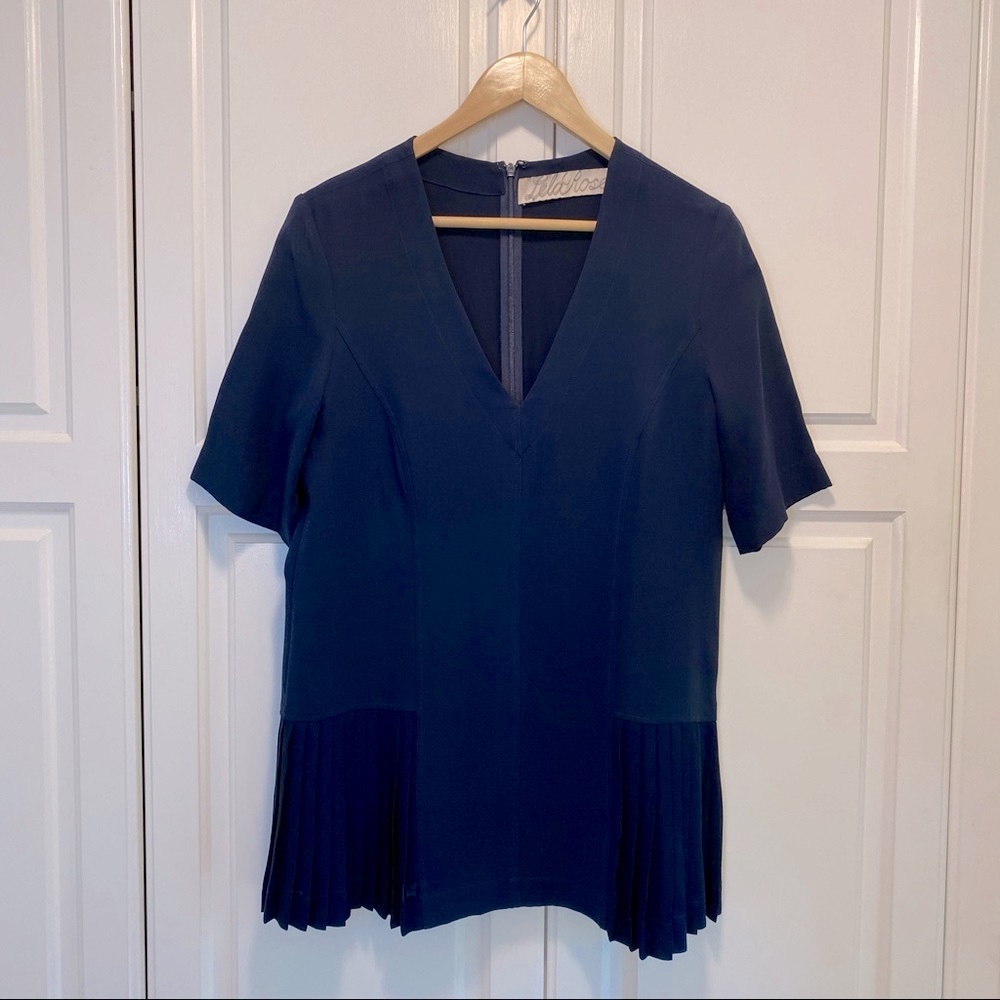 Lela Rose Tunic in Navy Silk